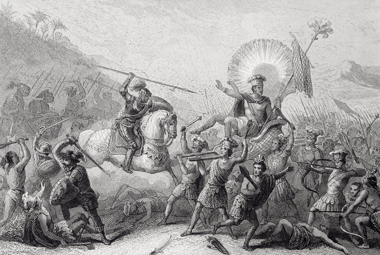 Slaget ved Otumba, Mexico, 7. juli 1520 av Spanish School