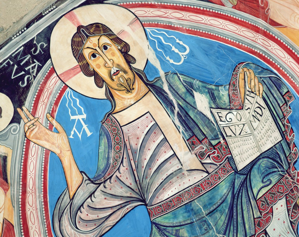 Kristus i Majestet flankert av serafer og symboler fra evangelistene, kopi av originalen fra 1100-tallet av Spanish School