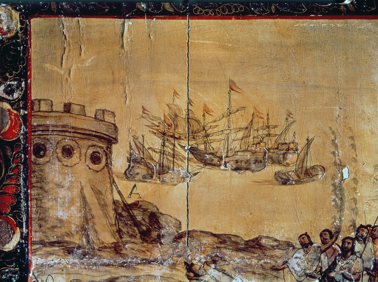 Cortes seiler til Mexico, 1518 av Spanish School