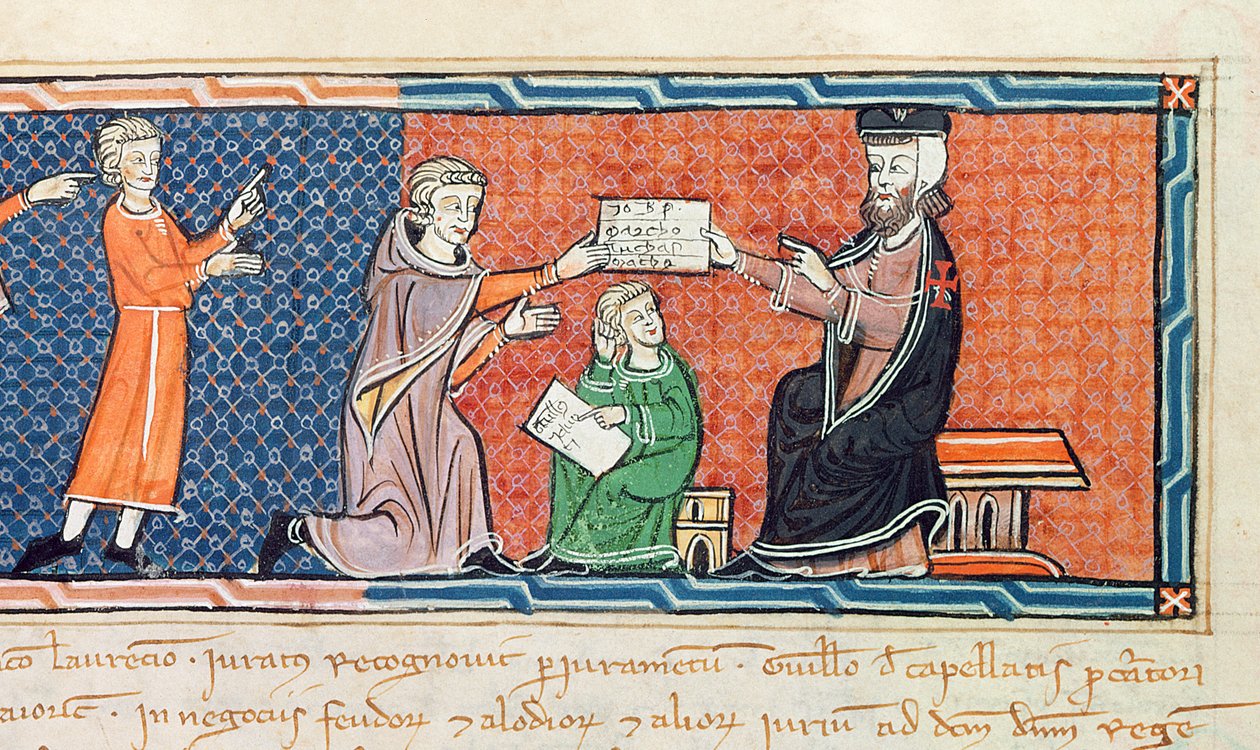 Guillaume Jaubert avla en ed foran kong James I av Spanish School