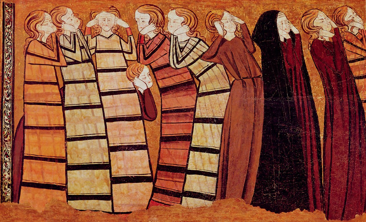 Sørgende, panel fra graven til Don Sancho Saiz de Carrillo (tempera på panel) av Spanish School