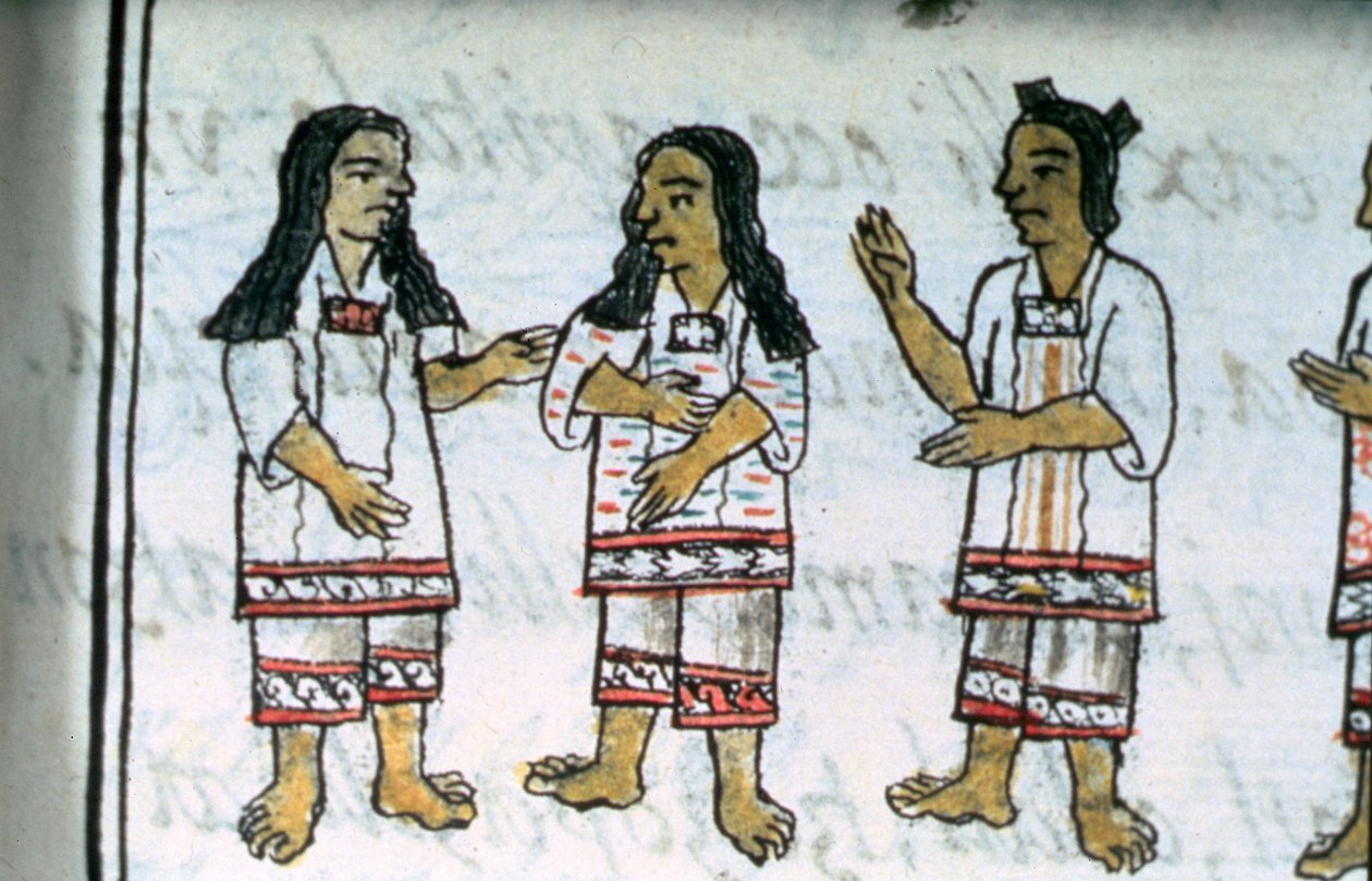 Fru Palat. 218-220 Bok IX Kvinnelige aztekerkostymer, fra 