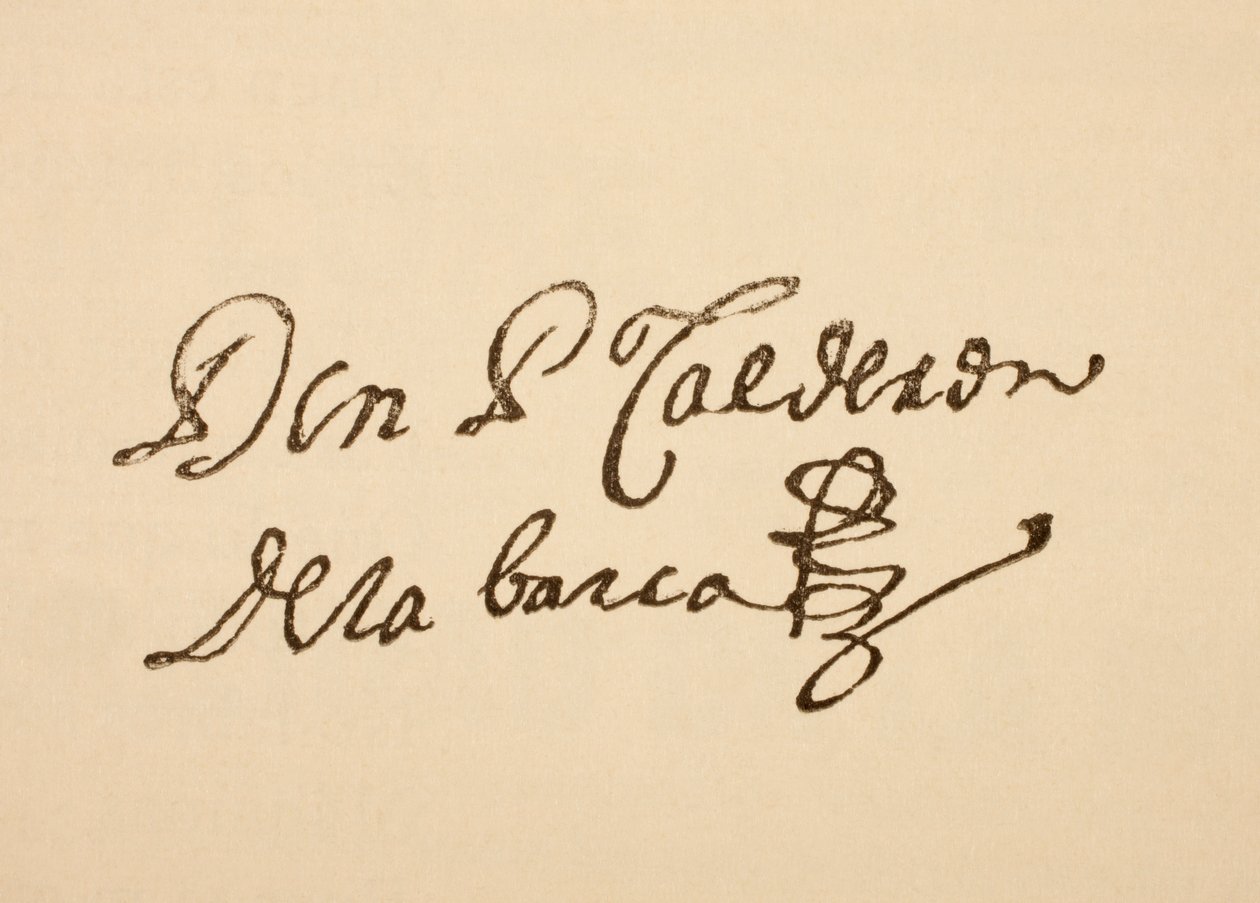 Signatur av den spanske dramatikeren Pedro Calderon de la Barca, fra 