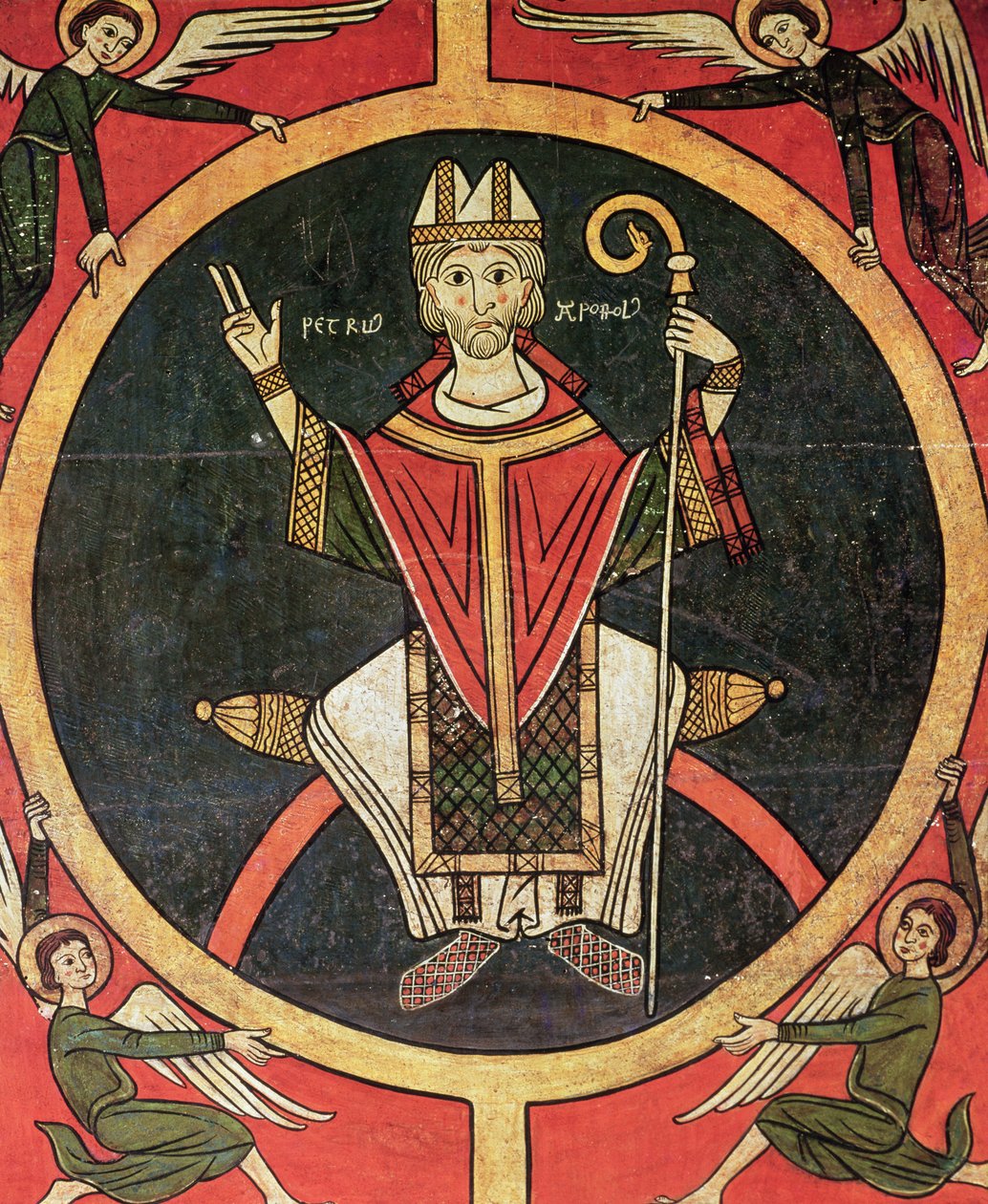 St. Peter, sidepanel fra alteret til kirken San Pere, Oros (tempera på panel) av Spanish School