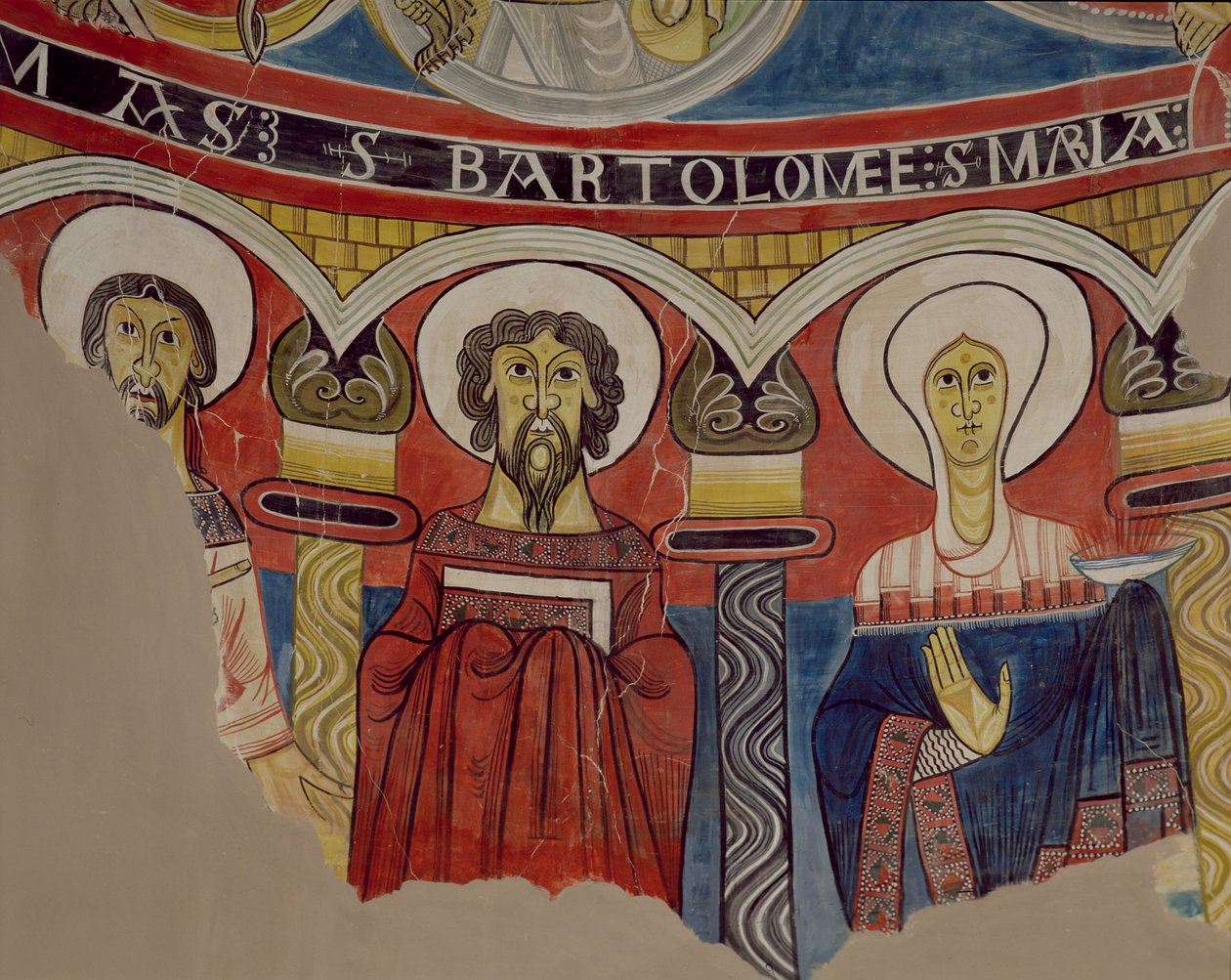 St. Thomas, St. Bartolomeus og Maria Magdalena, kopi av original fra 1100-tallet av Spanish School