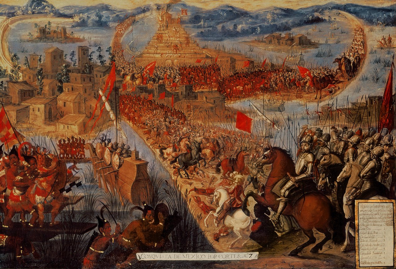 The Conquest of Tenochtitlan, fra serien "Conquest of Mexico". av Spanish School