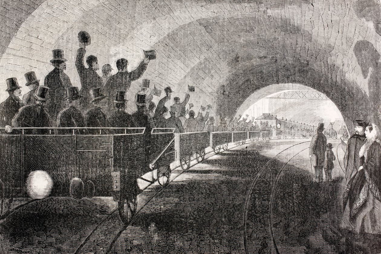 Prøvekjøring av tog i London Underground i 1862, fra 