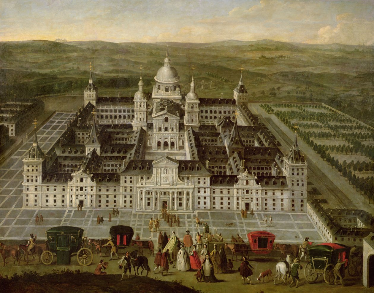 Utsikt over El Escorial av Spanish School