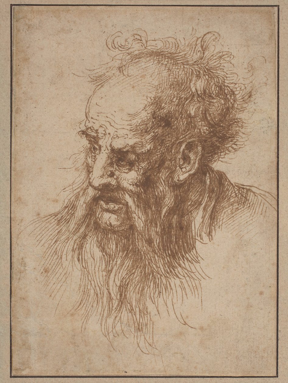 En eldre mann med et flytende skjegg av Spanish 17th Century
