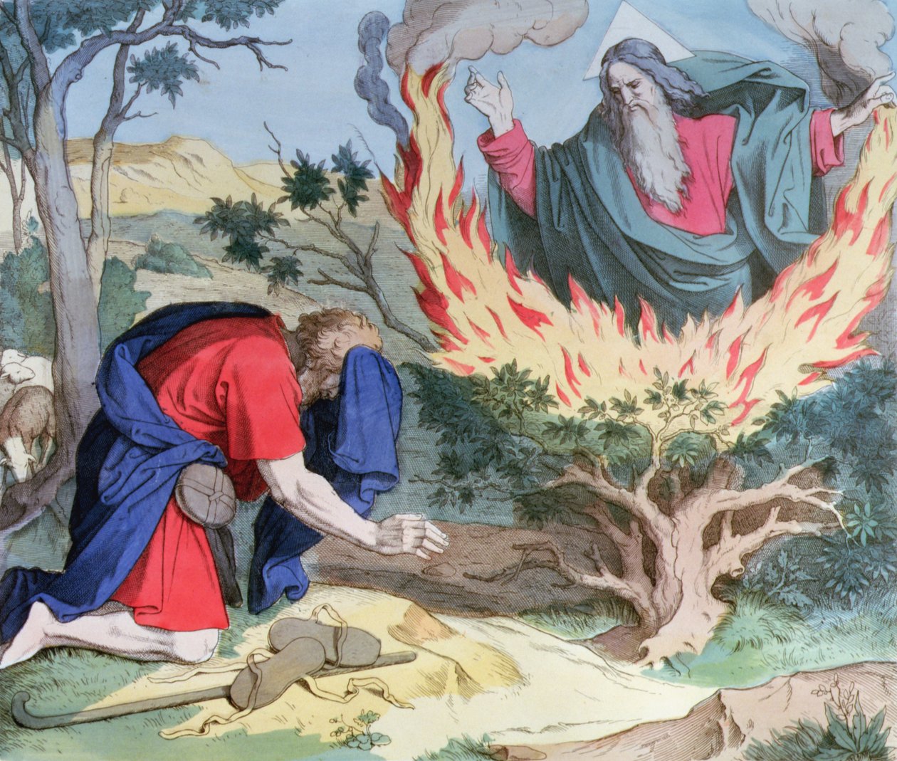 123 0832025 Moses og den brennende busken av Spanish School
