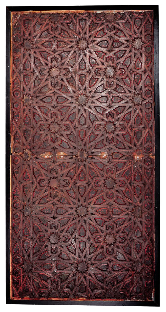 Et Mudejar geometrisk tak, Sør-Spania, sannsynligvis Sevilla (malt tre) av Spanish School
