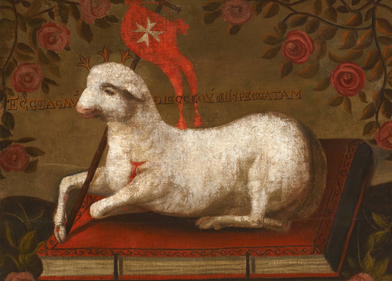 Agnus Dei med fane av Johannesordenen av Spanish School