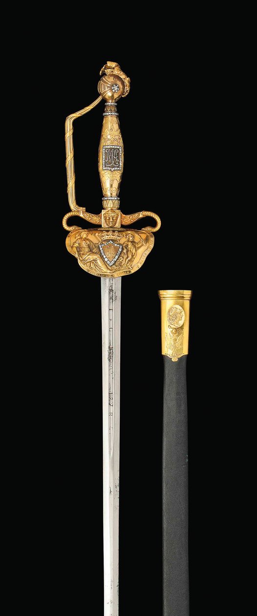 Et viktig diamantsatt gull-hilted sverd, ca. 1814-15 (stål, gull og diamanter) av Spanish School