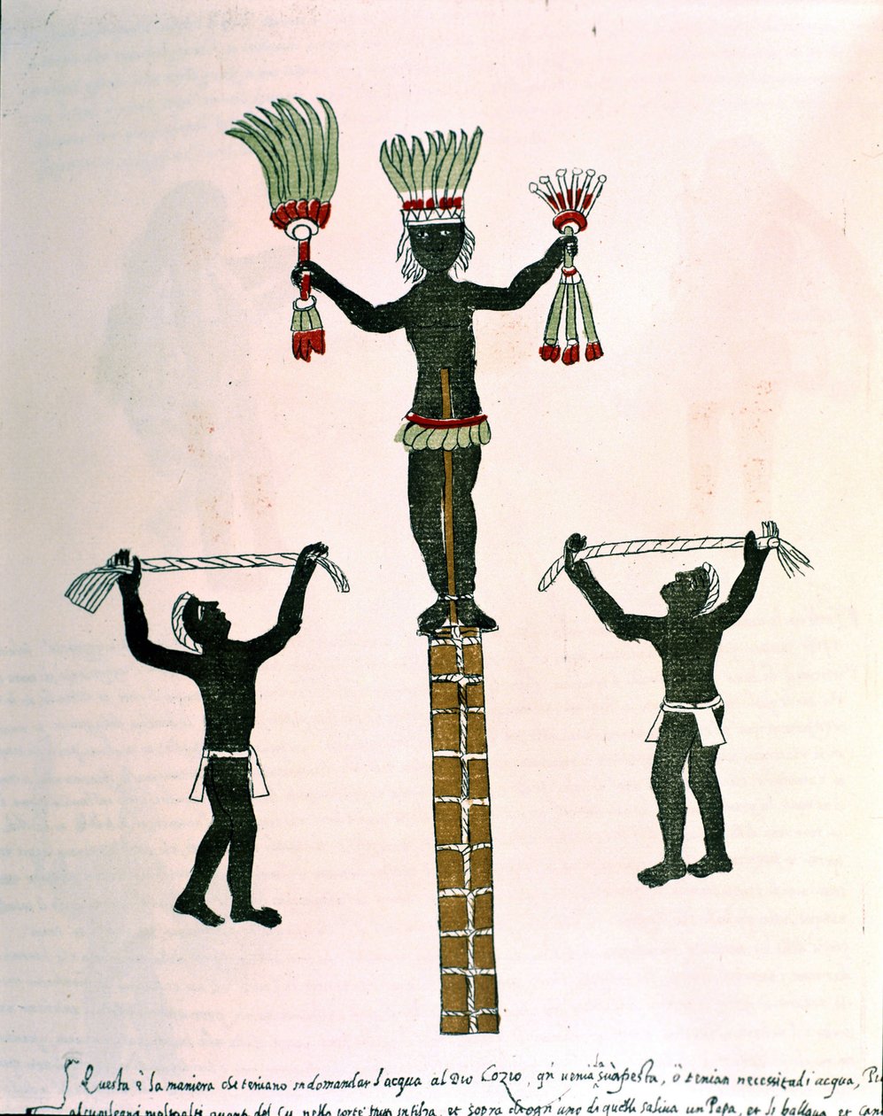 Aztec Games i Codex Vaticanus 3738 (Codex Vat. Rios.). Faksimile av manuskriptet av dominikaneren Pedro de los Rios, mellom 1570 og 1589, Bibl. Vatikanet. av Spanish School