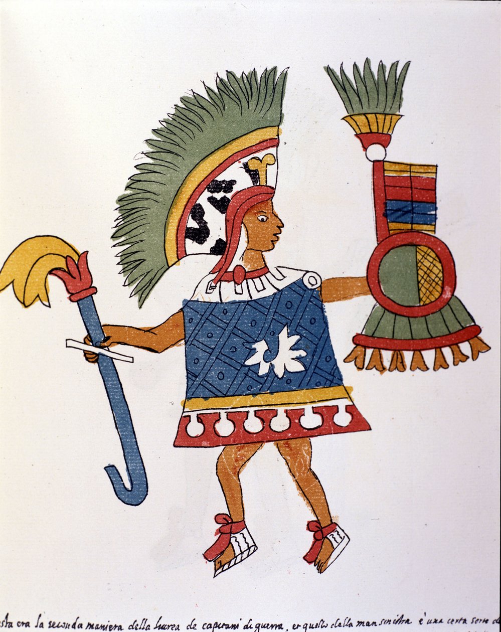 Aztec-kriger i Codex Vaticanus 3738 (Codex Vat. Rios). Faksimile av manuskriptet av dominikaneren Pedro de los Rios, mellom 1570 og 1589, Bibl. Vatikanet. av Spanish School