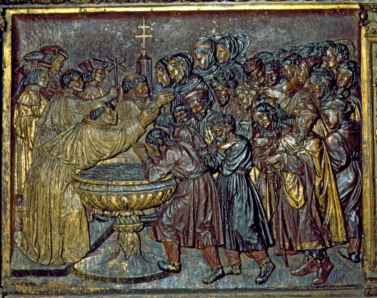 Dåp av maurerne, av Felipe Bigarny (1475-1543), Capilla Real, Granada, Andalusia, Spania av Spanish School