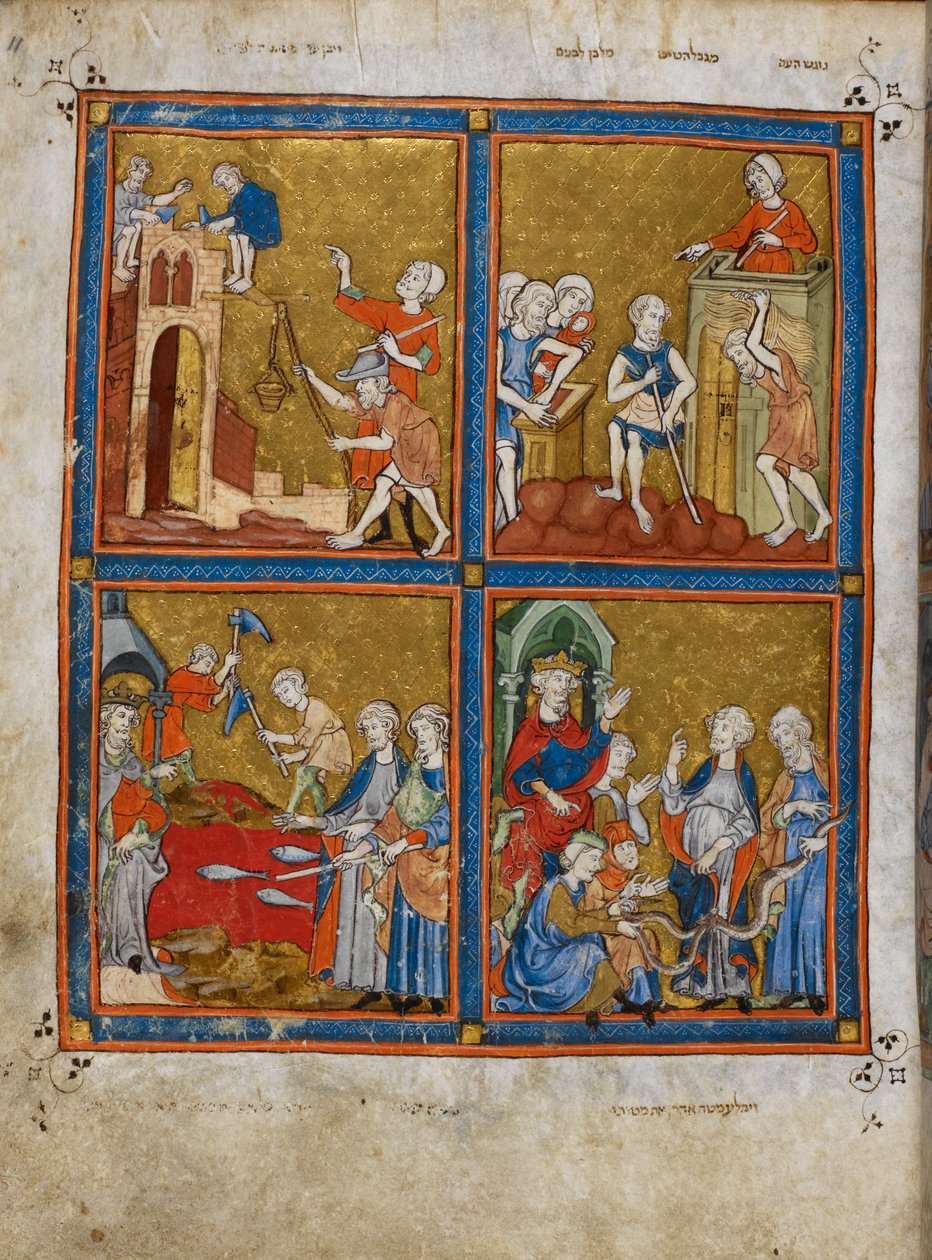 Bygge Faraos byer; israelittenes trelldom; blodpest; Arons slange svelger to andre av Spanish School