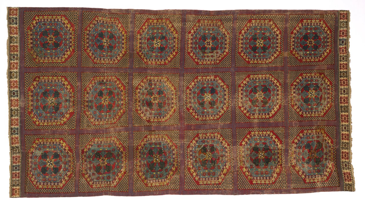 Teppe med tyrkisk mønster, ca. 1450-1500 (ull) av Spanish School