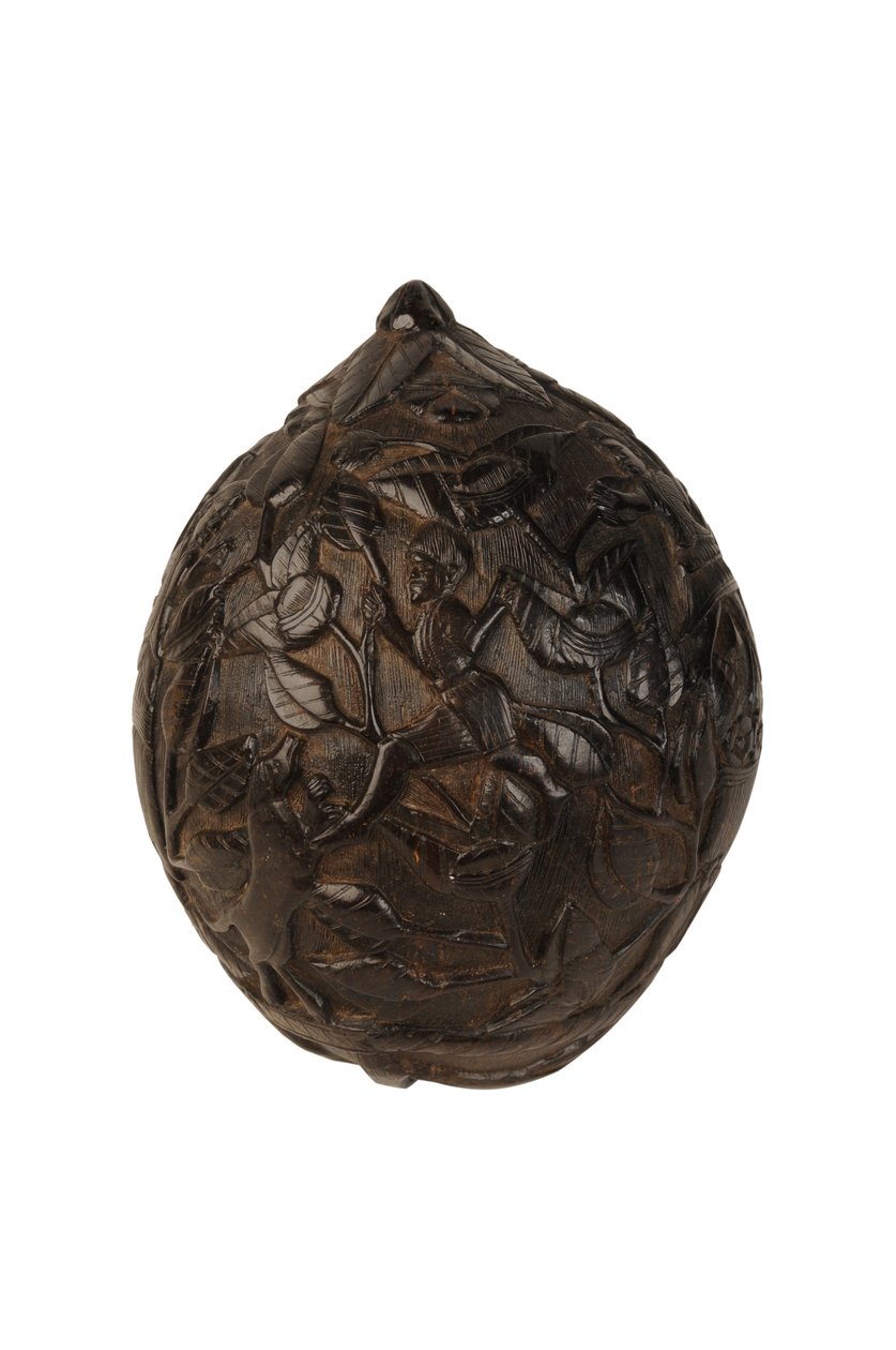 Utskåret kokosnøttpengebørn, spansk kolonial, ca. 1800 (kokosnøtt) av Spanish School