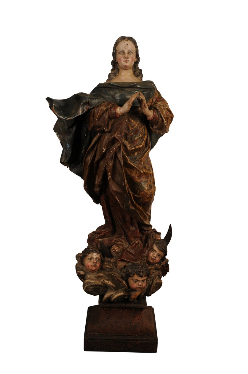 Utskåret treskulptur av Madonna of the Immaculate Conception, Spania, ca. 1750 (tre) av Spanish School