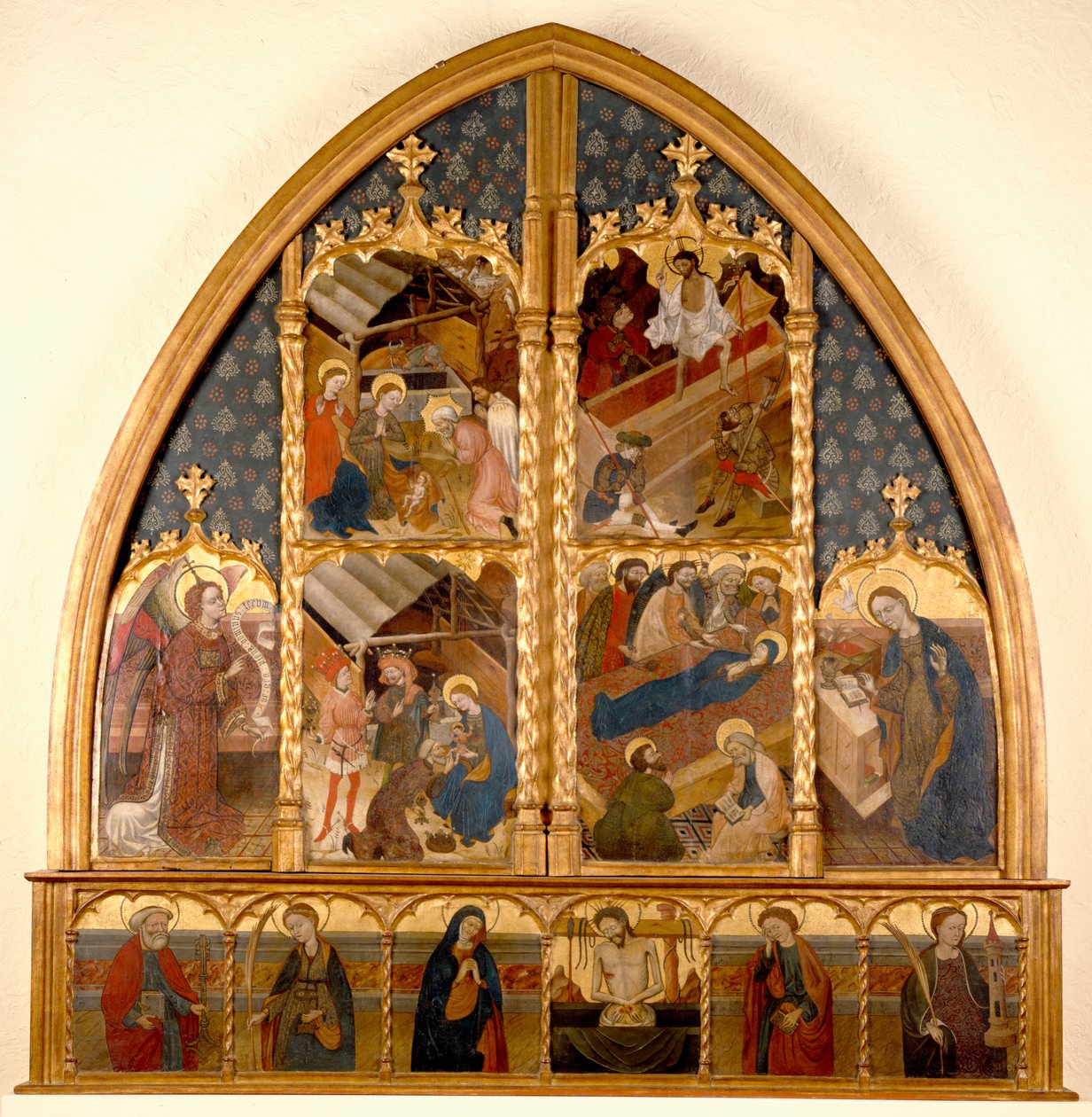 Katalansk altertavle, 145080 (tempera og bladgull på panel) av Spanish School