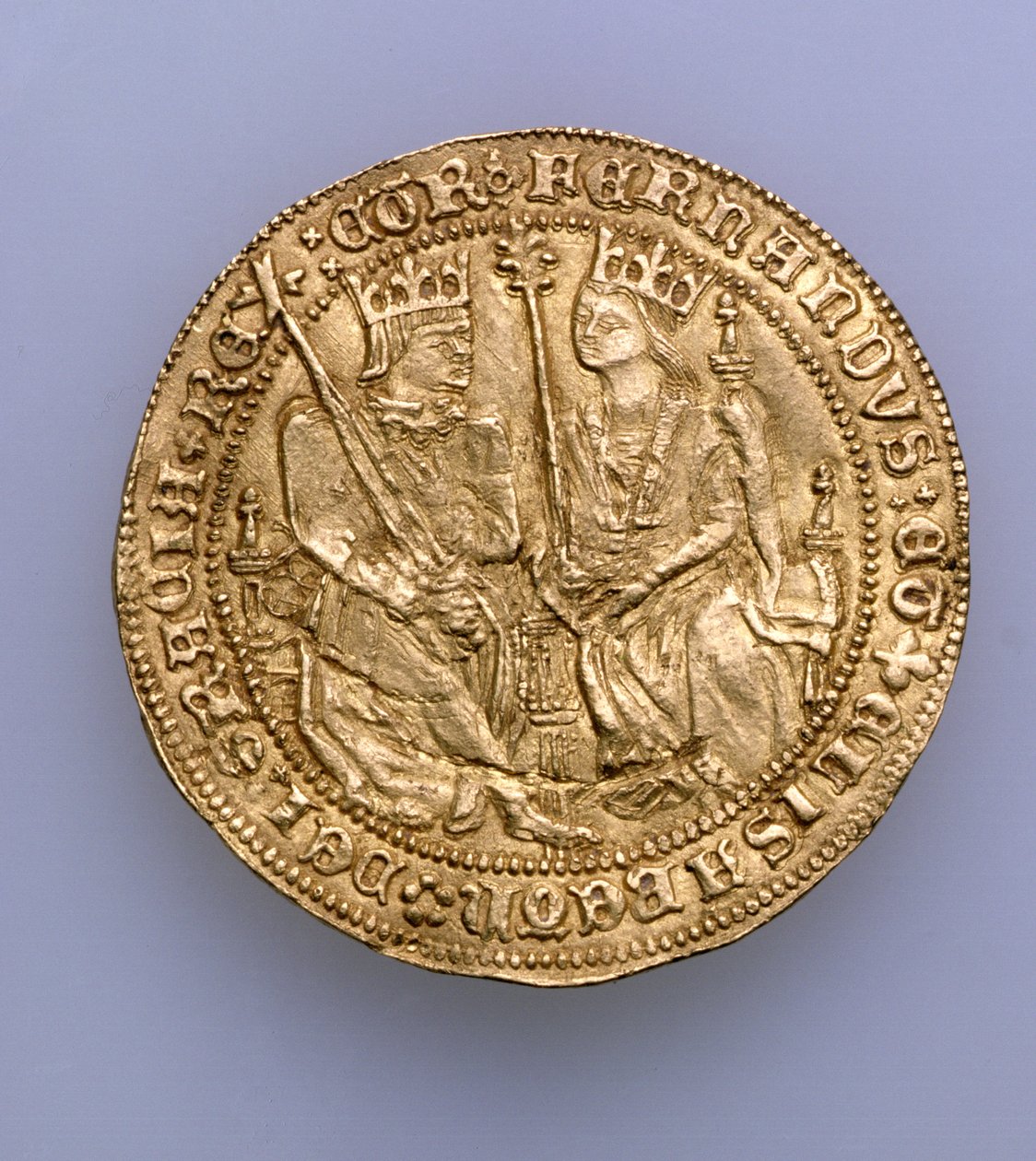 Dobbelt utmerkelse av Ferdinand II av Aragon (1479-1516) og Isabella av Castille (1474-1504), Sevilla mynte, 1475 (gull) (se 168056) av Spanish School