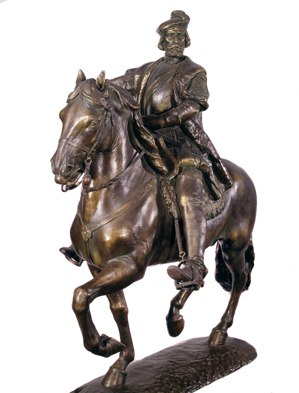Ridesportrett av Hernan Cortes (eller Cortez) (1485-1547), spansk conquistador. Anonym bronseskulptur fra 1500-tallet. Armee-museet, Madrid av Spanish School