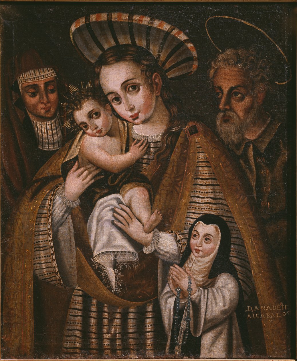 Ex voto, hellig familie med St. Anne og nonnen i klosteret, Ana de Ibaizabal av Spanish School