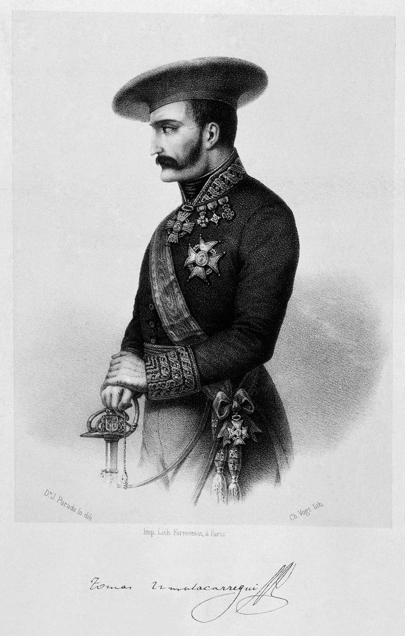 First Carlist War (1833–1840): portrett av Carlist General Tomas Zumalacarregui (1788–1835) av Spanish School