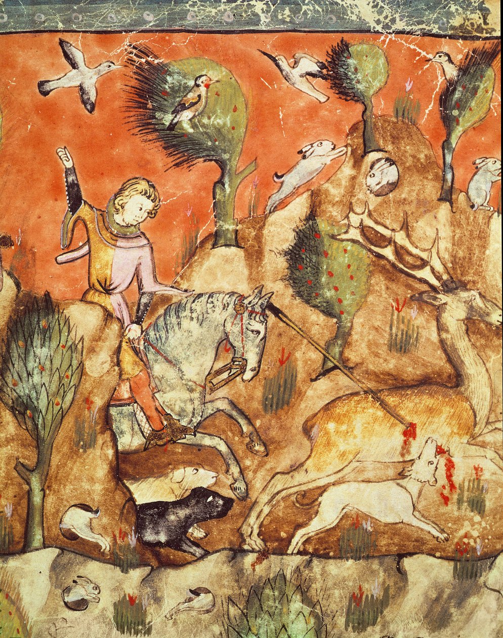 Fol.178v En jeger som jager et rådyr, fra Codex Benito Santa Mora av Spanish School