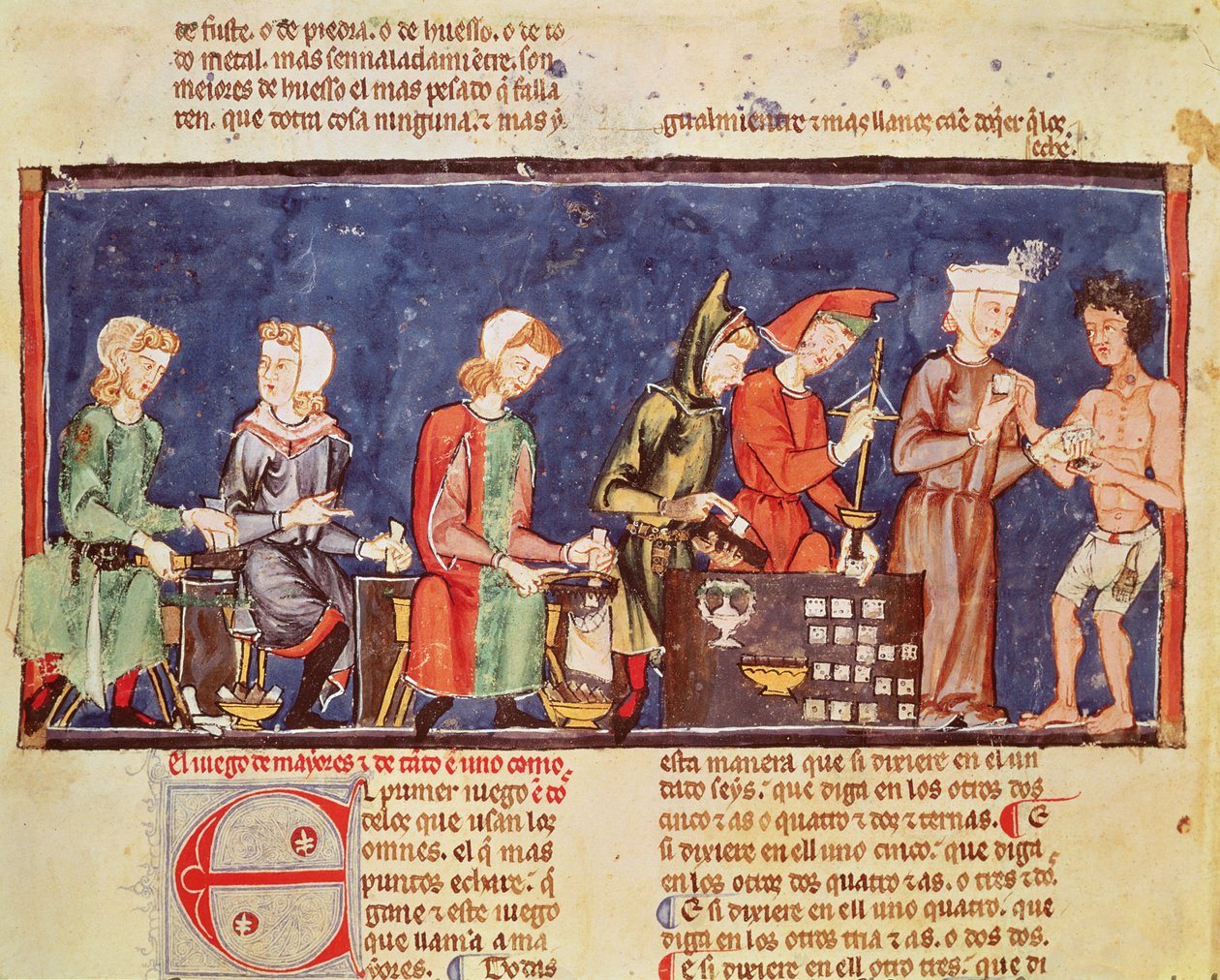 Fol.65v Terningmakere, fra boken om spill, sjakk, terninger og brett, 1282 av Spanish School