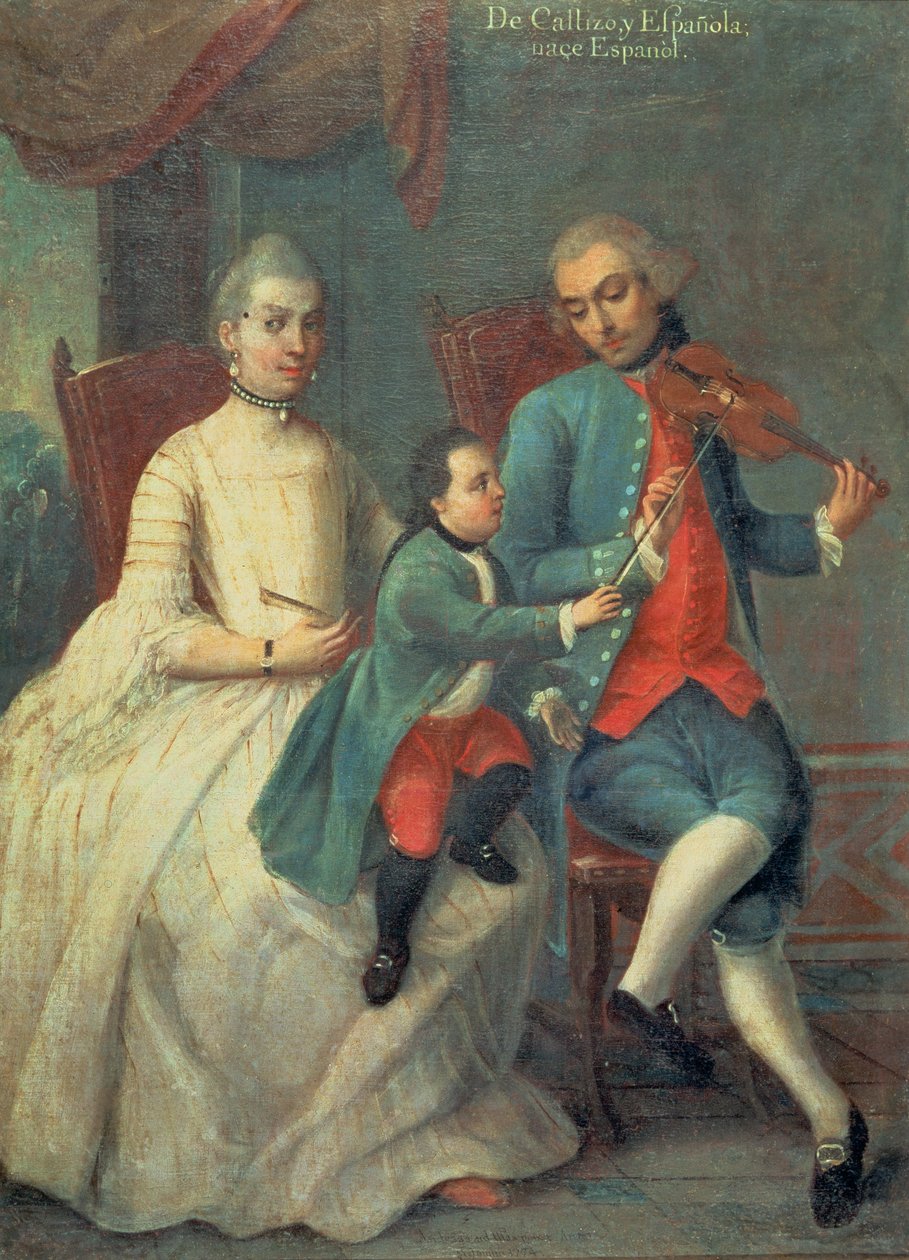 Fra The Purebred Gentleman and his Spanish Wife Springs the Young Spanjolen (olje på lerret) av Spanish School