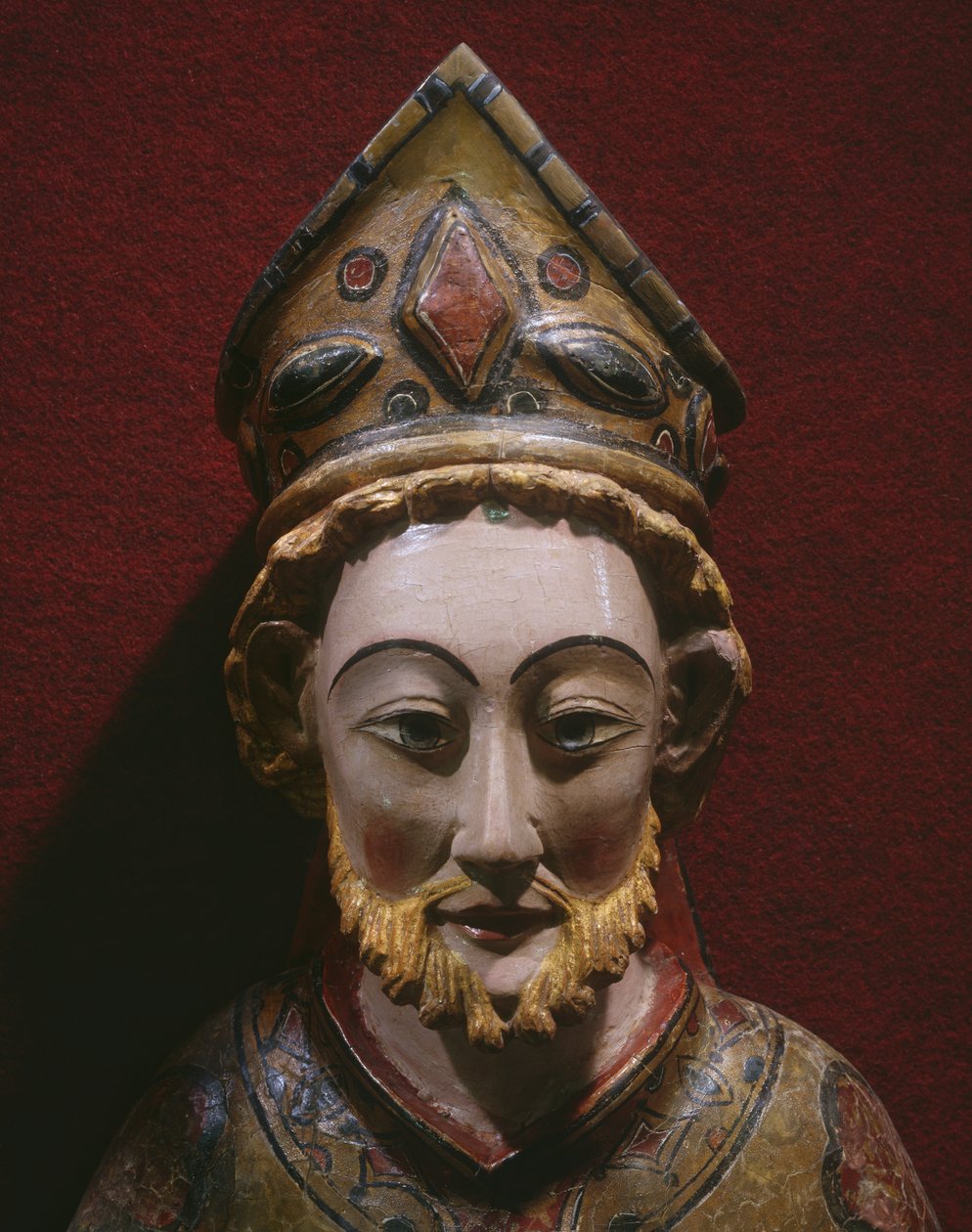 St. Peters hode, sent på 1200-tallet - tidlig på 1300-tallet (malt og forgylt tre) av Spanish School