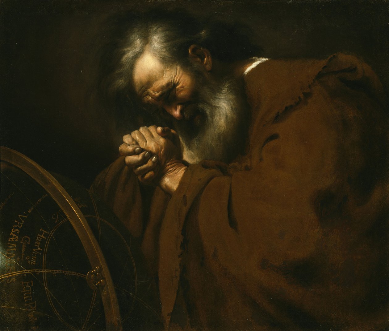 Heraclitus, den gråtende filosofen, ca. 1630 av Spanish School