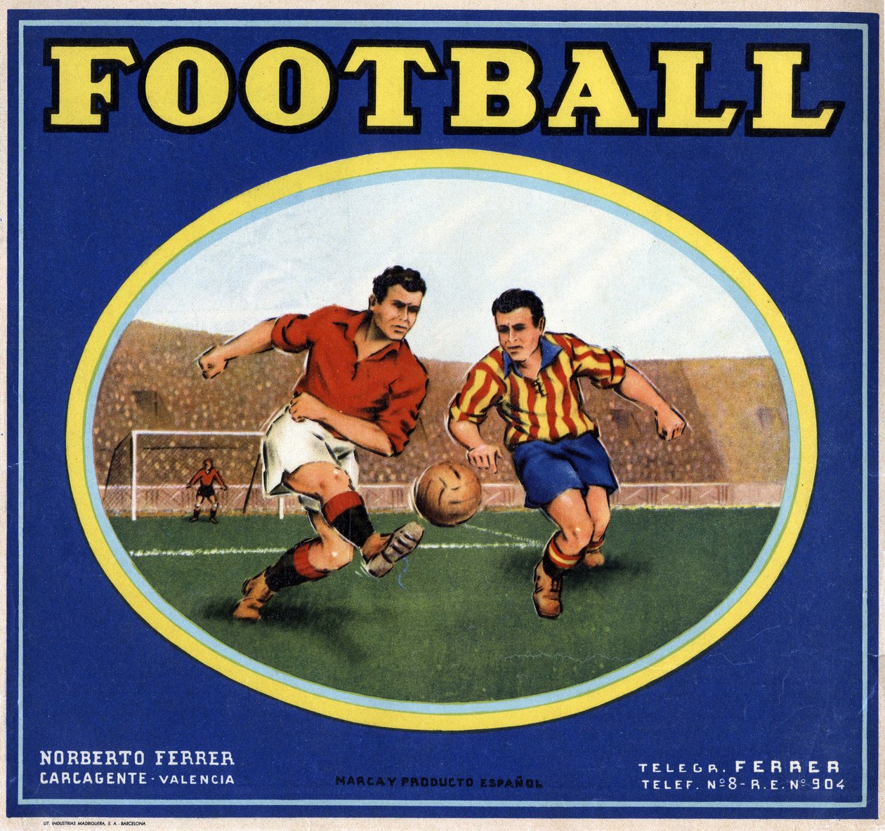 Bilde av to spanske fotballspillere. Reklameplakat, Valencia av Spanish School