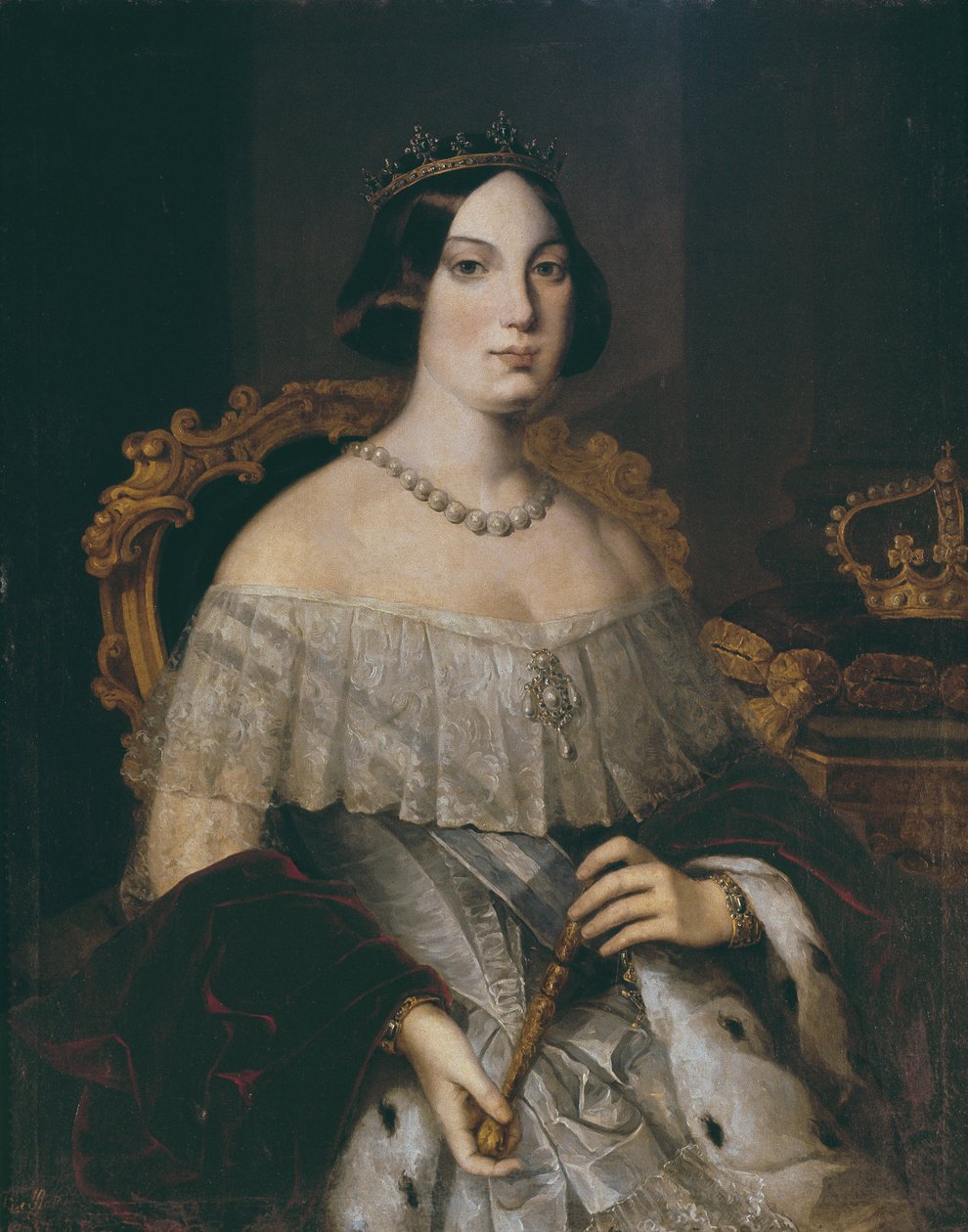 Isabella II, dronning av Spania (olje på lerret) av Spanish School