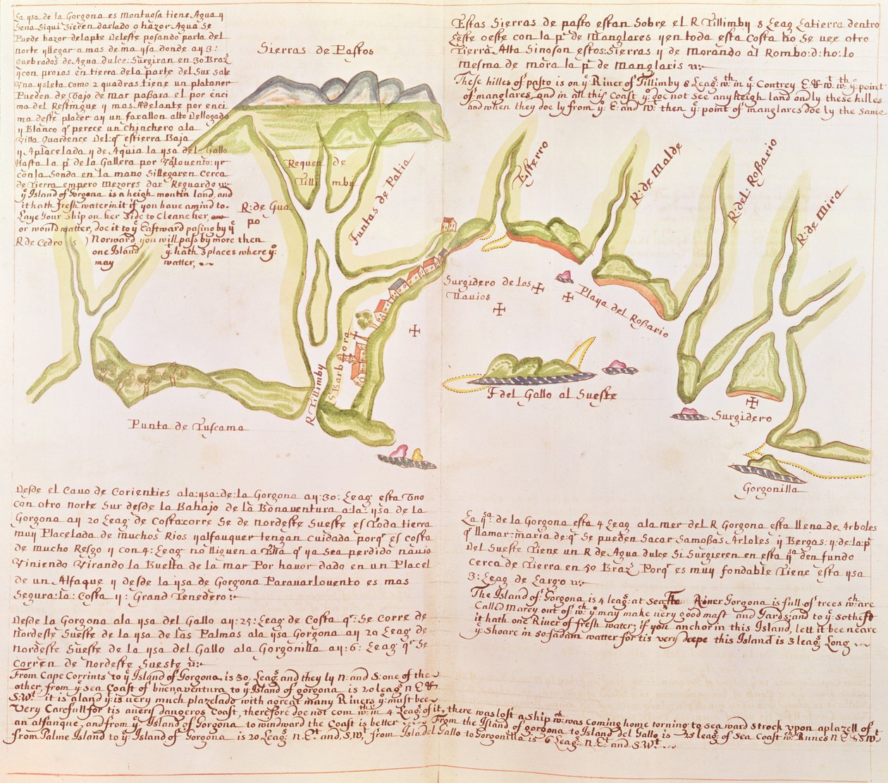 Øya Gallo, Ecuador, ca. 1530-41 (vellum) av Spanish School