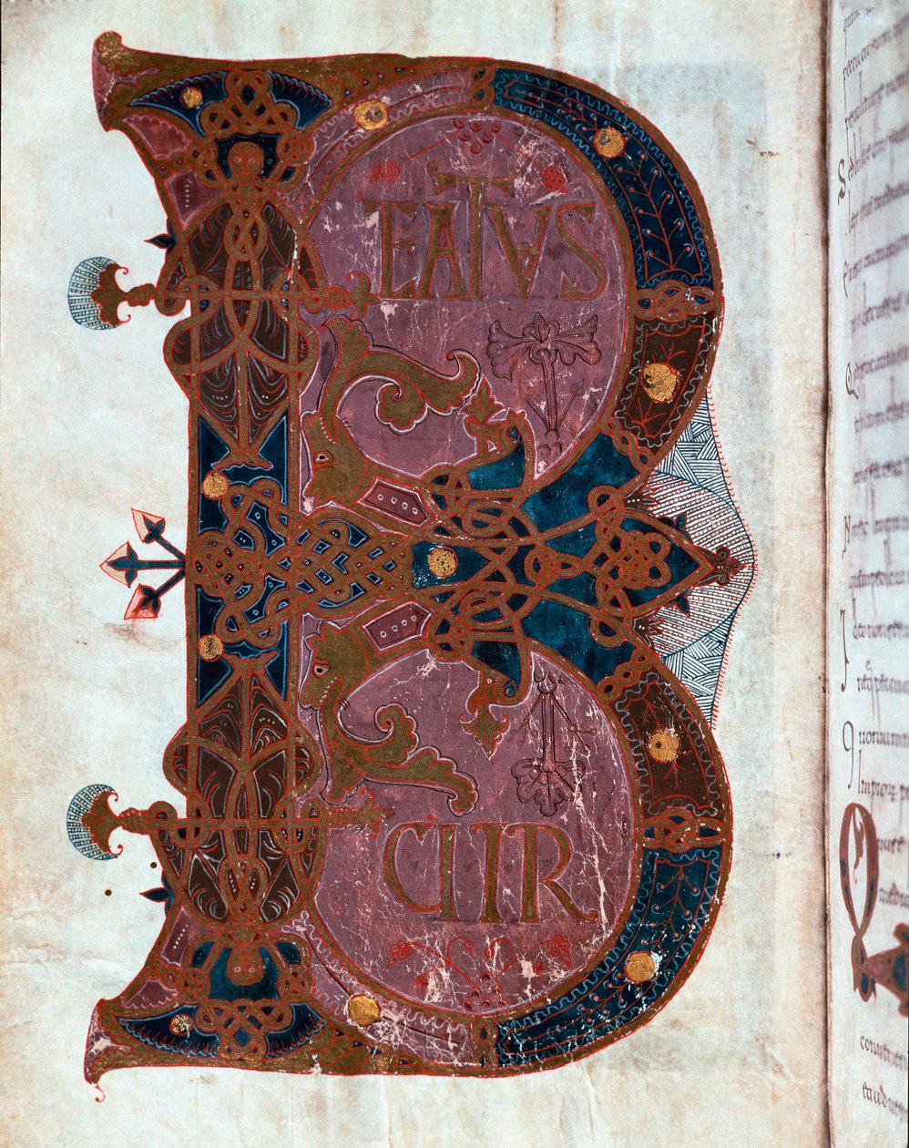 Lettrine B (Beatus). Miniatyr hentet fra "" Timebok av Ferdinand I (Fernando I de Leon y Castilla av Spanish School