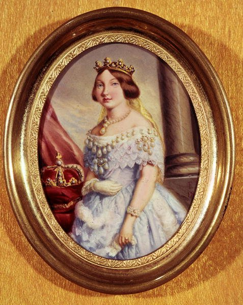 Miniatyrportrett av dronning Isabella II (1830-1904) av Spanish School