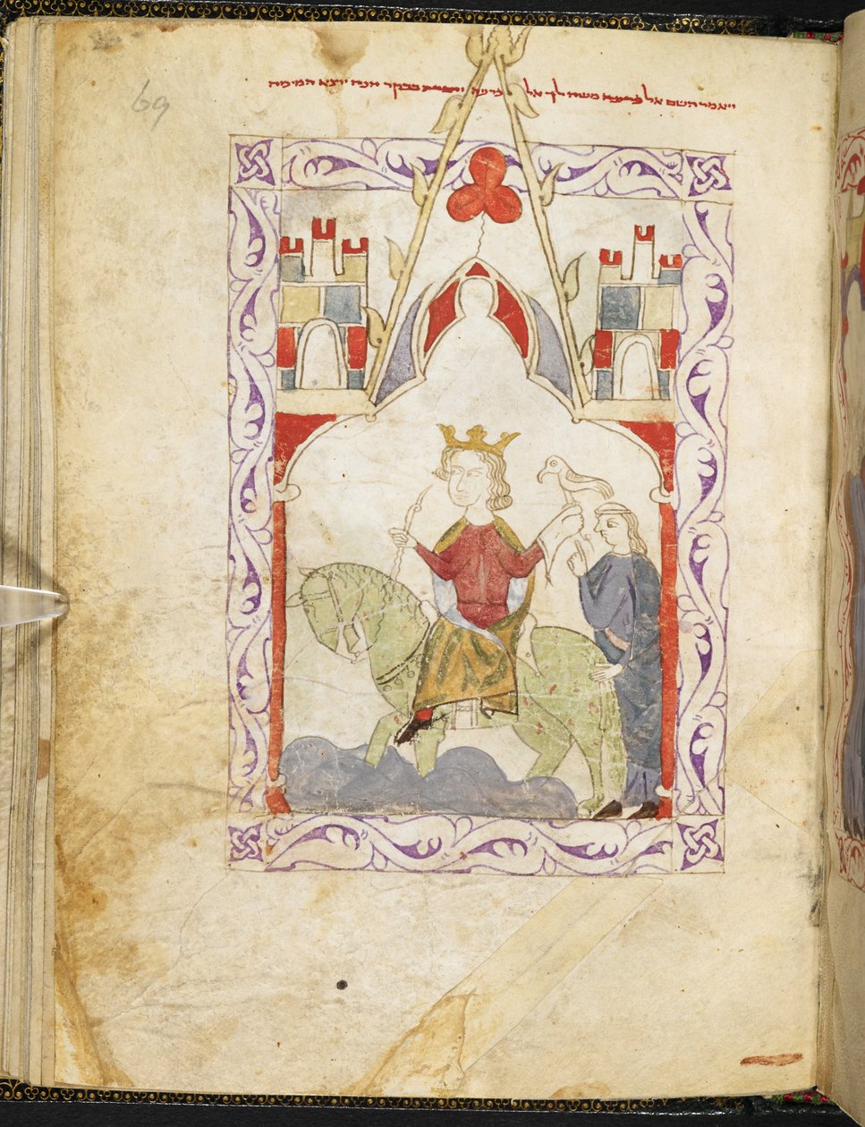 Eller. 2737, f. 69r, Faraoen som falkoner, fra 