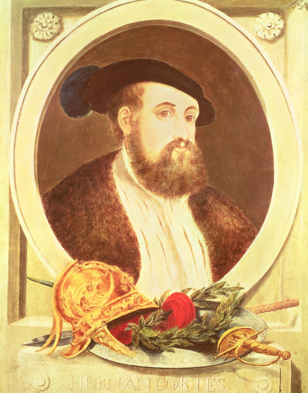 Portrett av Hernan Cortes (1485-1547) av Spanish School