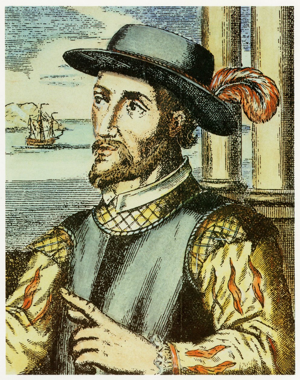 Portrett av Juan Ponce de Leon (1474 – 1521) (håndfarget gravering). av Spanish School