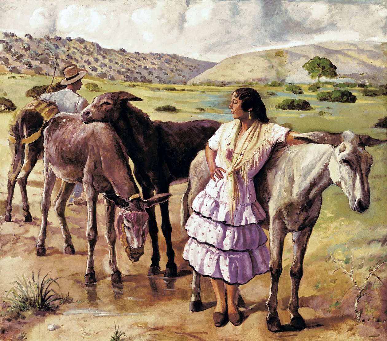 Retur av messen, mellom Puerto Real og Jerez de la Frontera (Spania). Anonymt maleri. Olje på lerret, første halvdel av det 20., spansk kunst. Museum i Cadiz. av Spanish School