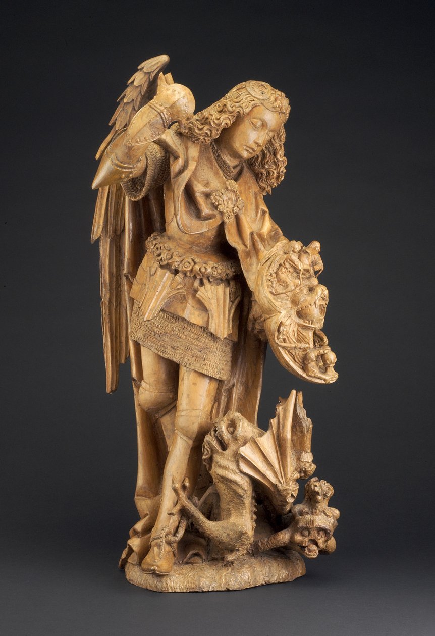 Saint Michael and the Devil, ca. 1475-1500 (poppel) av Spanish School