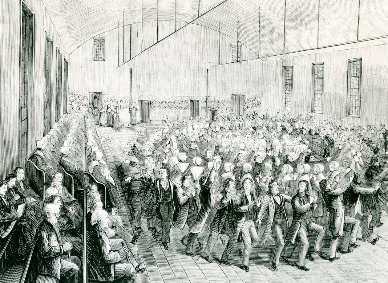 Shaker-møte i New Lebanon, New York, 1873 av Spanish School