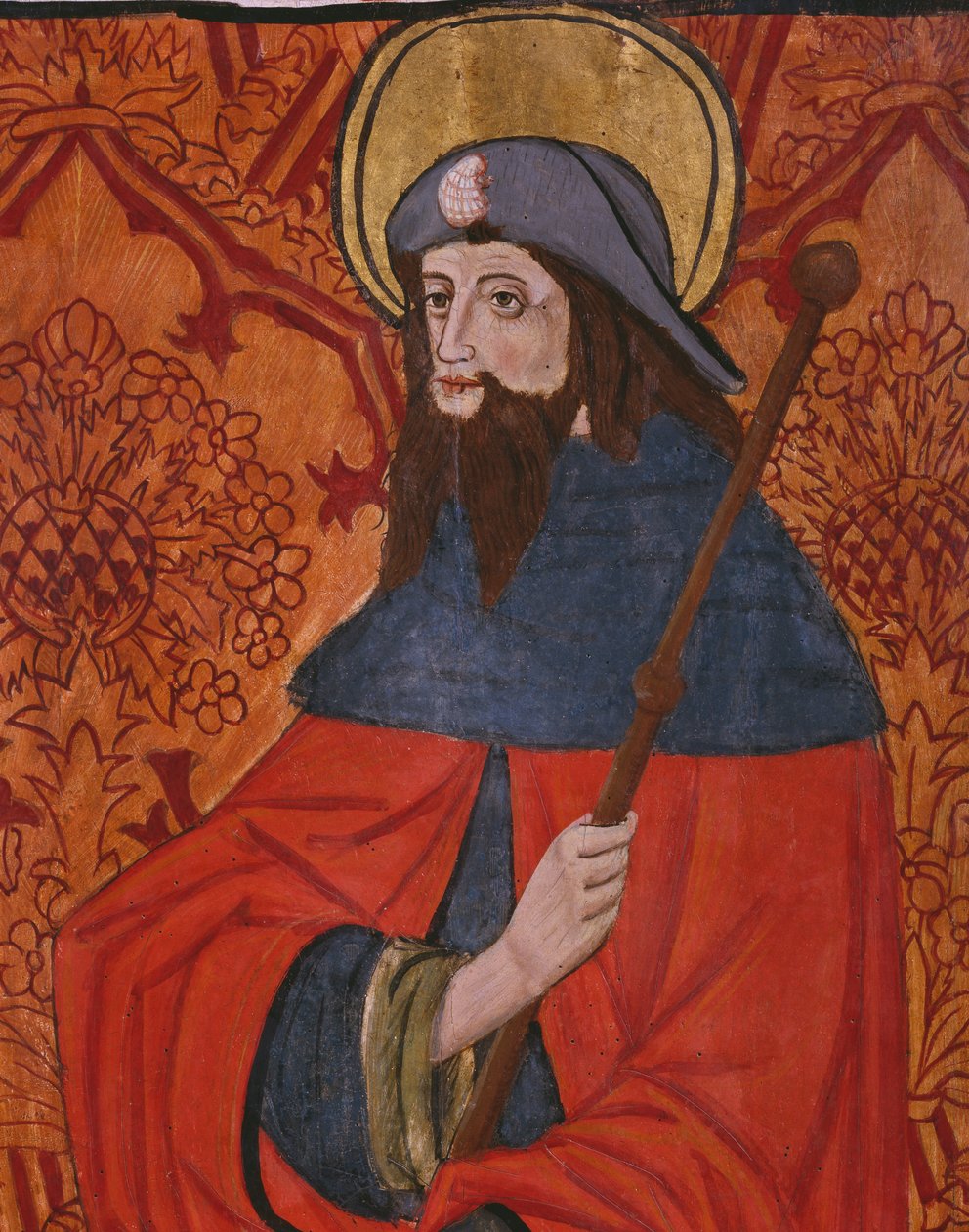 St. Jakob den store, detalj, panel fra kirken San Andres of Tortura, slutten av 1400-tallet-begynnelsen av 1500-tallet (malt tre) (se også 345848) av Spanish School
