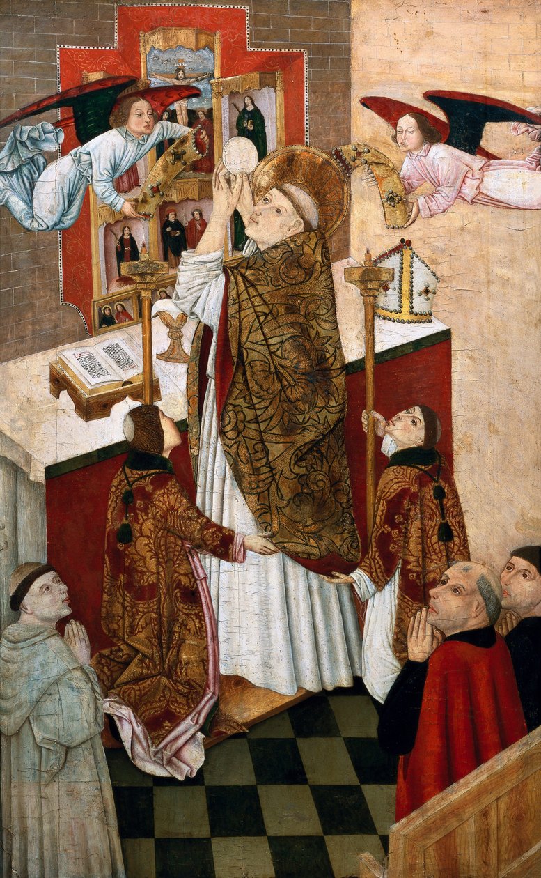 St. Martins Messe. Maleri av den castilianske skolen (olje på tre) av Spanish School