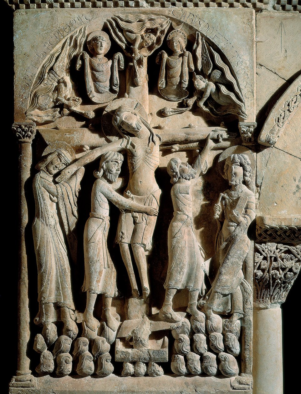 Nedstigningen fra korset, Mester av Saint Dominic av Silos (1100-tallet). Relieff på stein av Spanish School