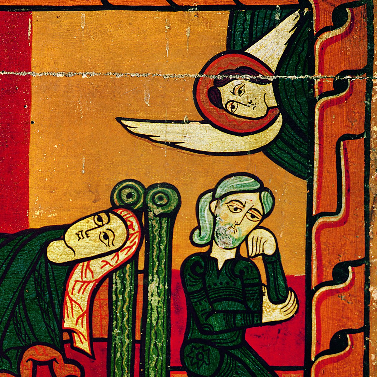 The Nativity, sidepanel fra en altertavle, katalansk (olje på trepanel) (detalj av 168111) av Spanish School