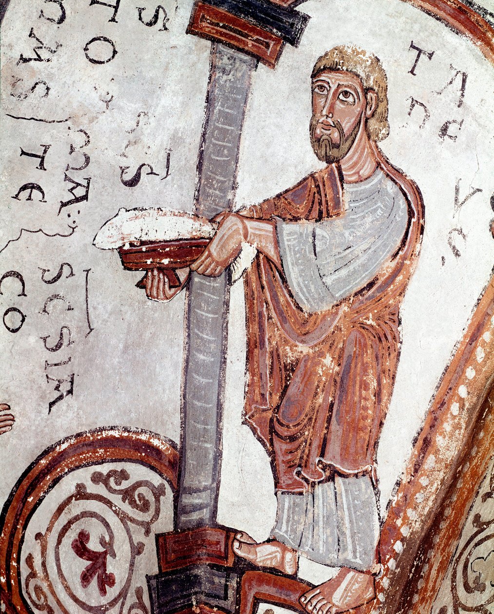 Månedens syklus: en tjener som ofrer fisk. Detalj av en freske fra 1100-tallet fra Royal Pantheon of the Real Colegiata of San Isidoro (Royal Collegiale of Saint Isidore). Leon. Spania av Spanish School
